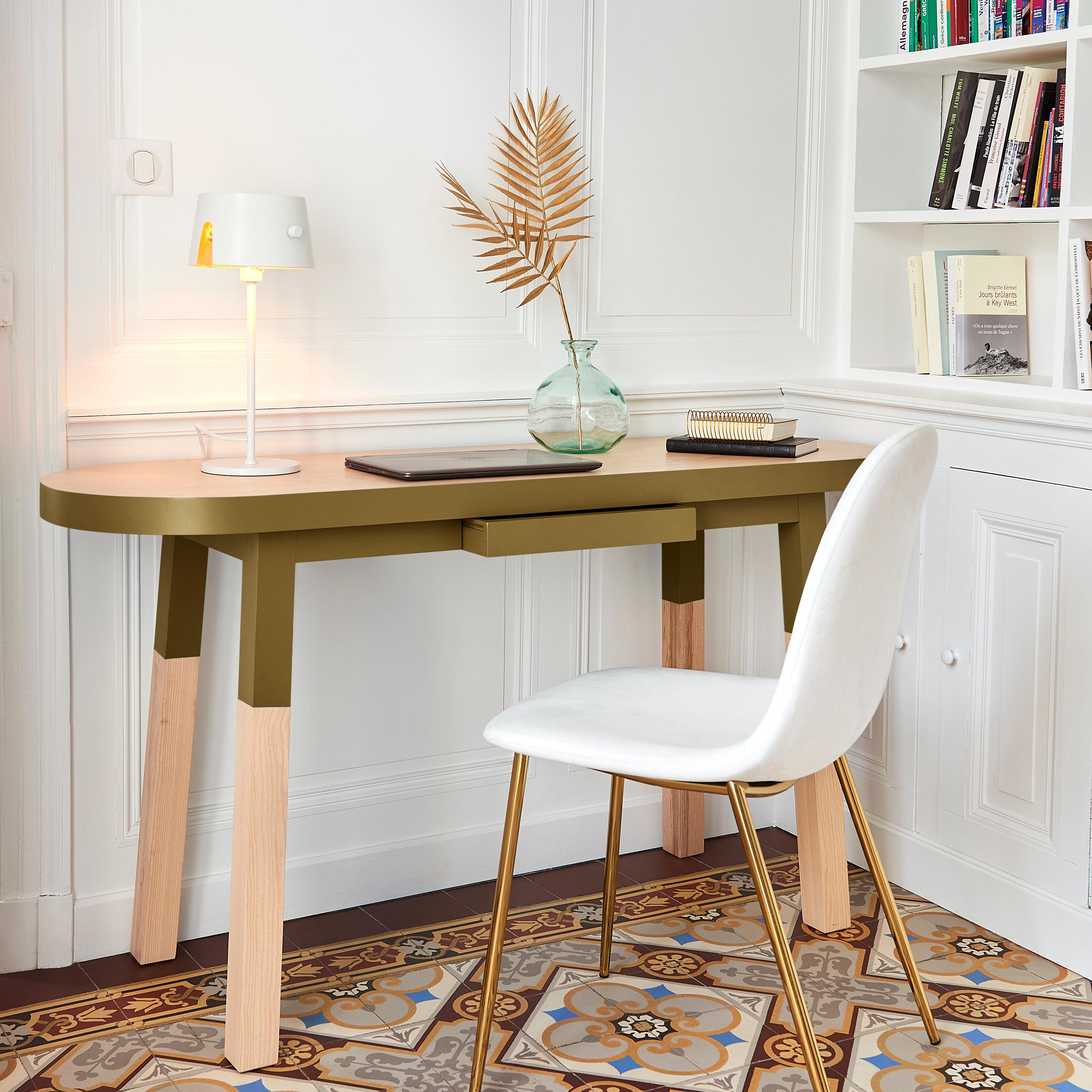 French Design Oval Console Table (or desk) in Solid Wood by Eric Gizard, Paris For Sale 7