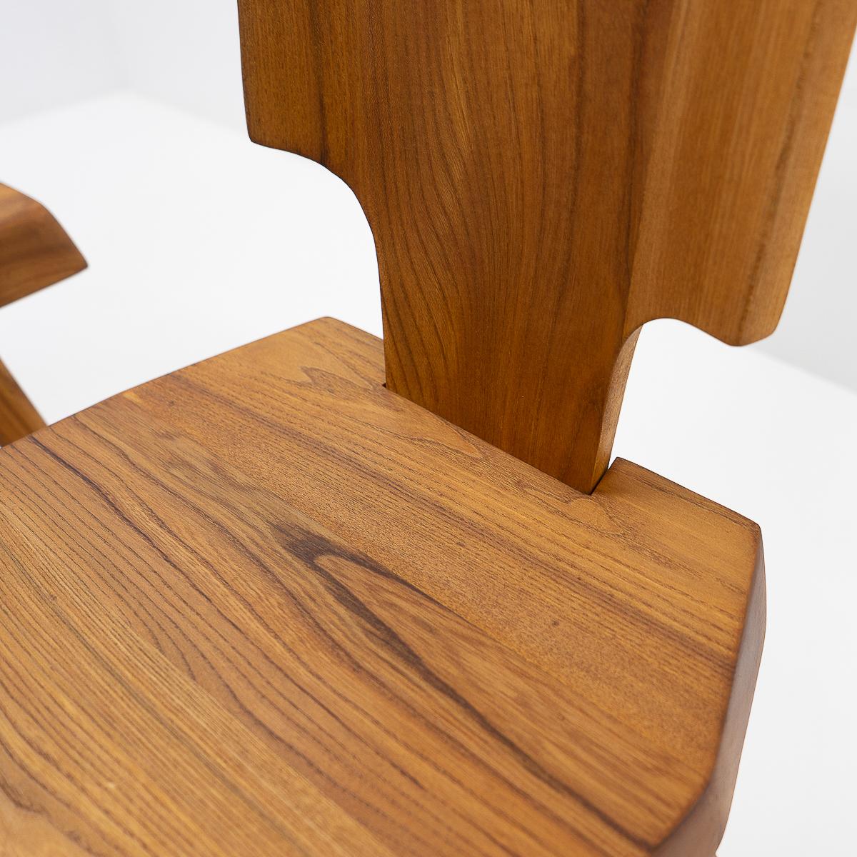 Französisches Design, Pierre Chapo, Französische Ulme S28-Stühle, 1980er Jahre im Angebot 4