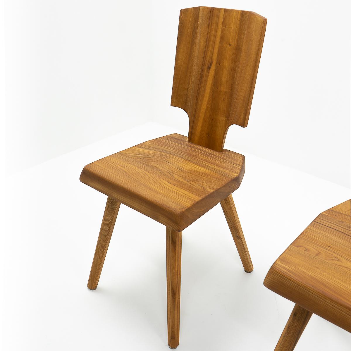 French Design, Pierre Chapo, French Elm S28 Chairs, 1980s For Sale 7