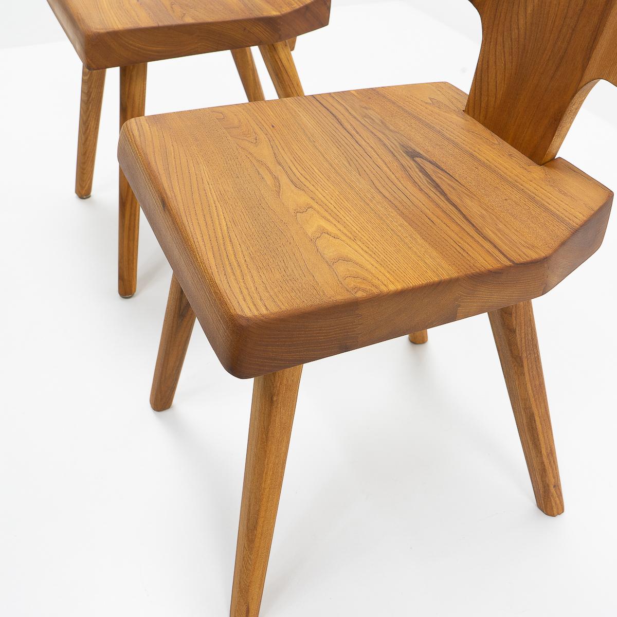 Late 20th Century French Design, Pierre Chapo, French Elm S28 Chairs, 1980s For Sale