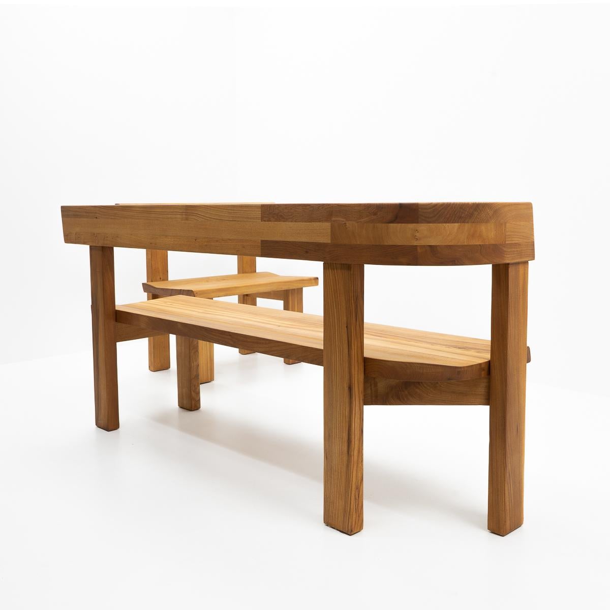 French Design, Pierre Chapo, S35 Corner Bench in French Elm, Set of Two For Sale 3