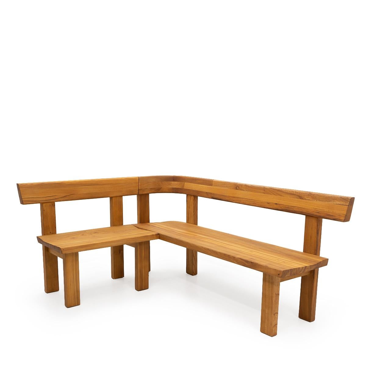 Vintage Pierre Chapo S35 “Banc à dos droit” or Straight-back bench executed in French elm.

As with all furniture by Chapo, this piece shows excellent craftsmanship, is constructed in solid wood and was made to last.

French elmwood is due to
