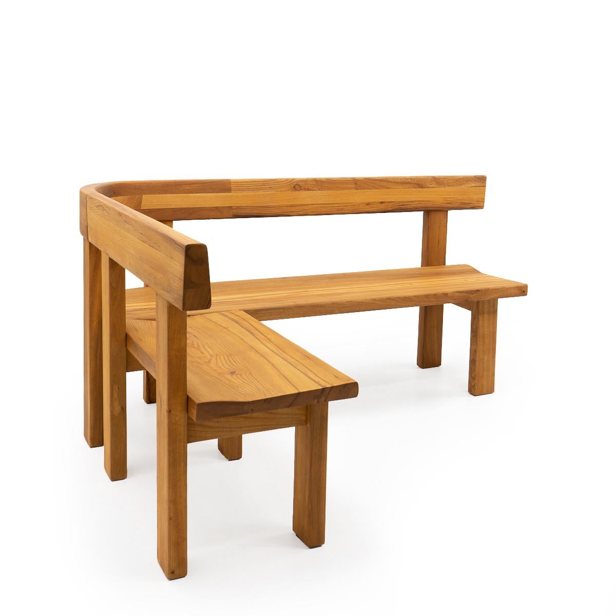 Mid-Century Modern French Design, Pierre Chapo, S35 Corner Bench in French Elm, Set of Two For Sale