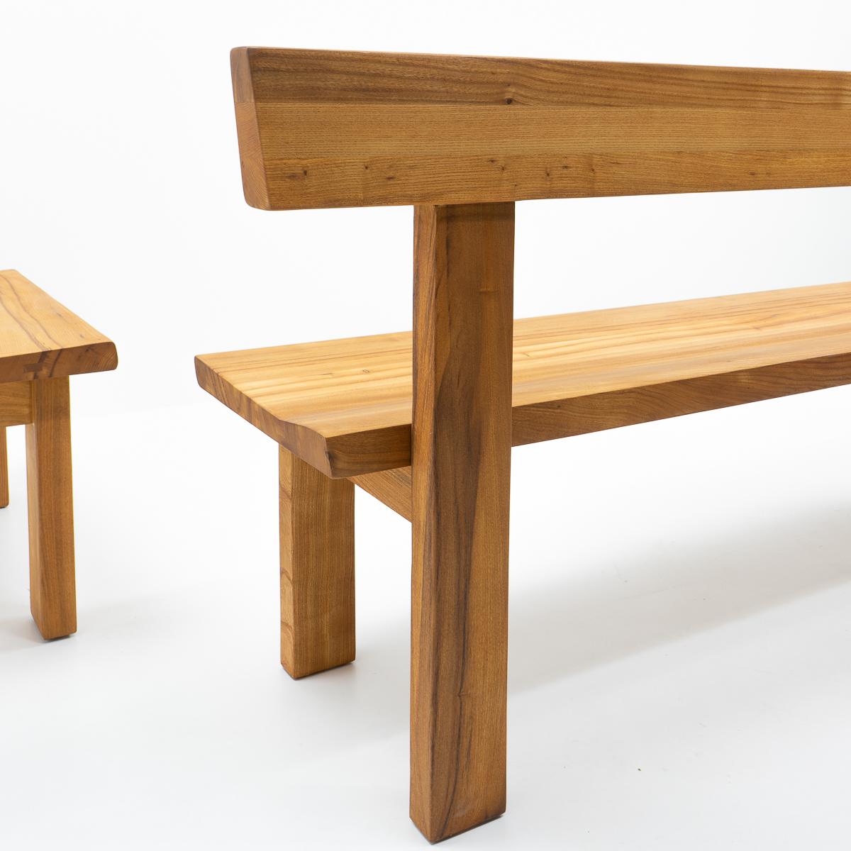 French Design, Pierre Chapo, S35 Corner Bench in French Elm, Set of Two In Good Condition For Sale In Renens, CH