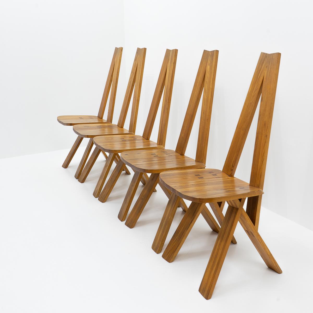 French Design Pierre Chapo S45 Chairs, Set of Five, 1980s In Good Condition For Sale In Renens, CH