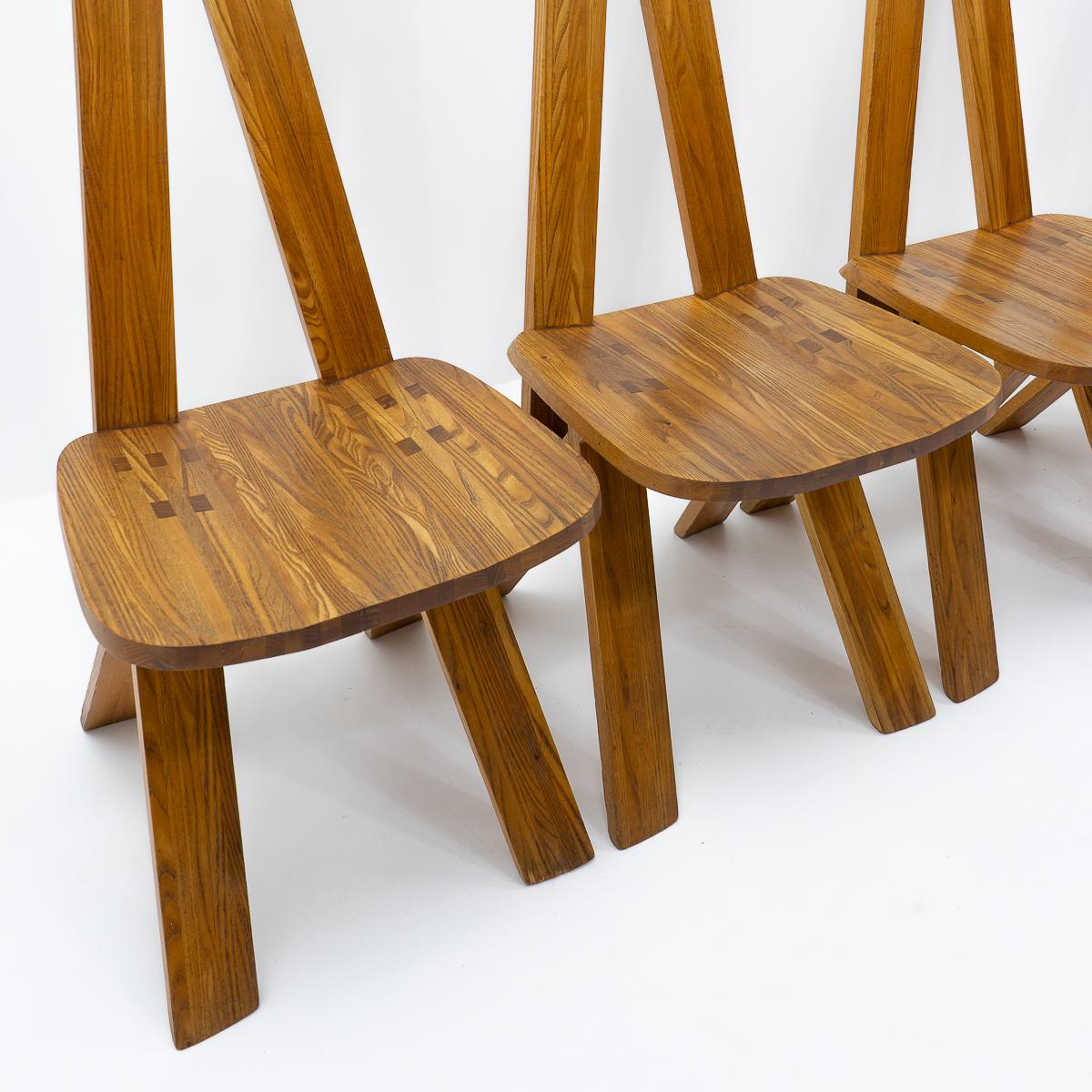 French Design Pierre Chapo S45 Chairs, Set of Five, 1980s For Sale 1