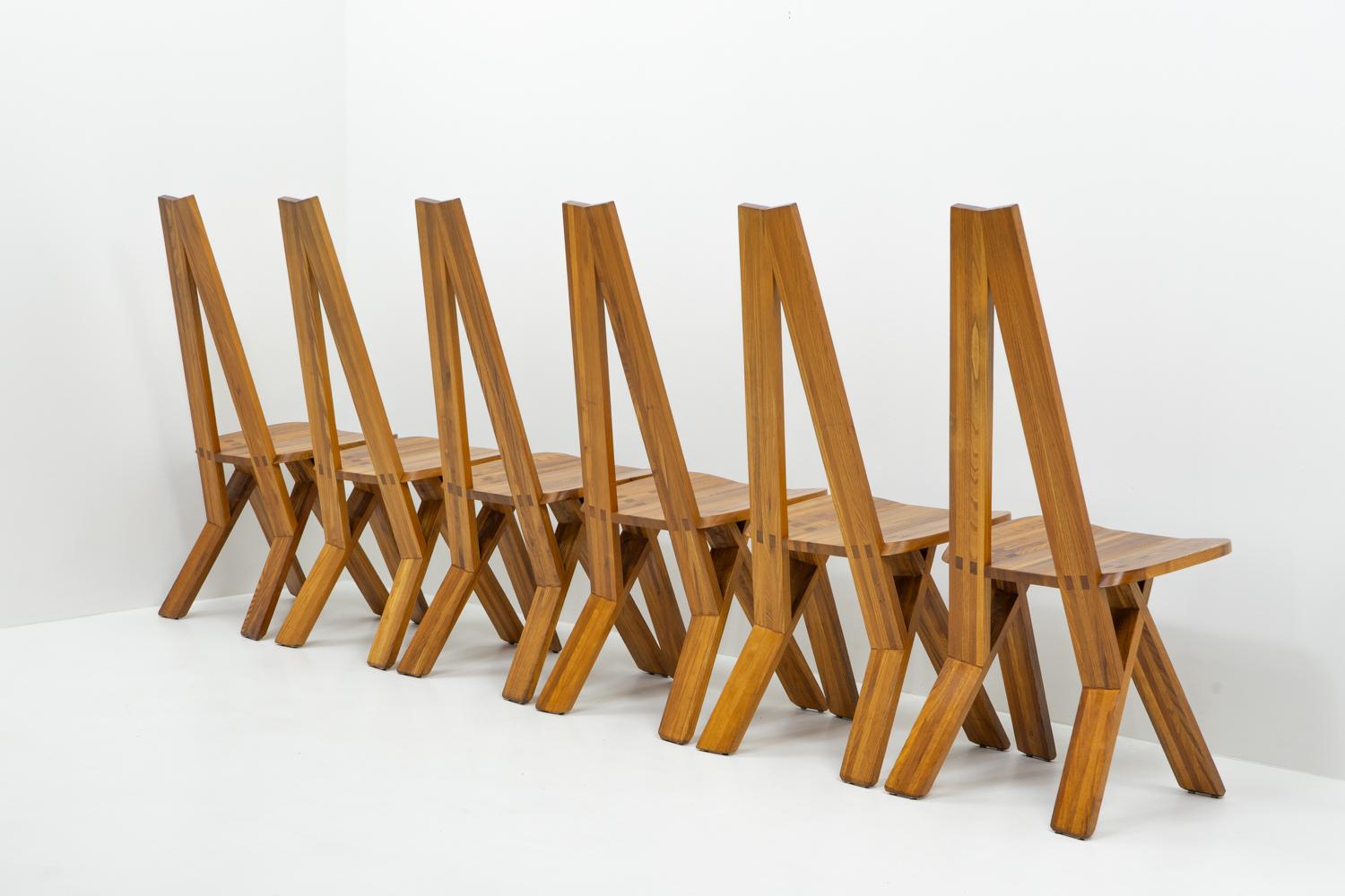 Olmo Sedie Pierre Chapo S45 di design francese, set di sei - Anni '70 in vendita