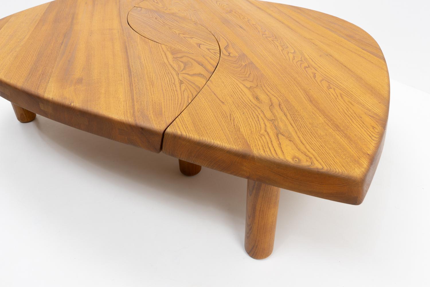 Table basse à œil Pierre Chapo T22, France - 1970 5