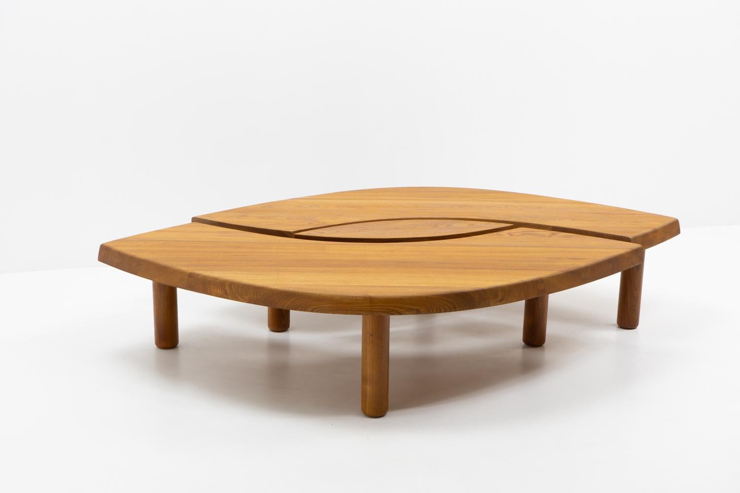 Français Table basse à œil Pierre Chapo T22, France - 1970