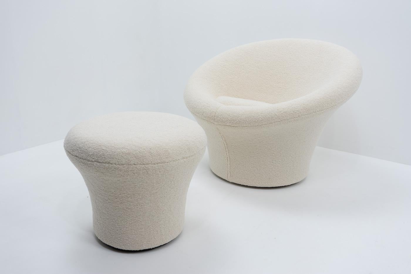 Mid-Century Modern Fauteuil Mushroom et pouf de Pierre Paulin pour Artifort