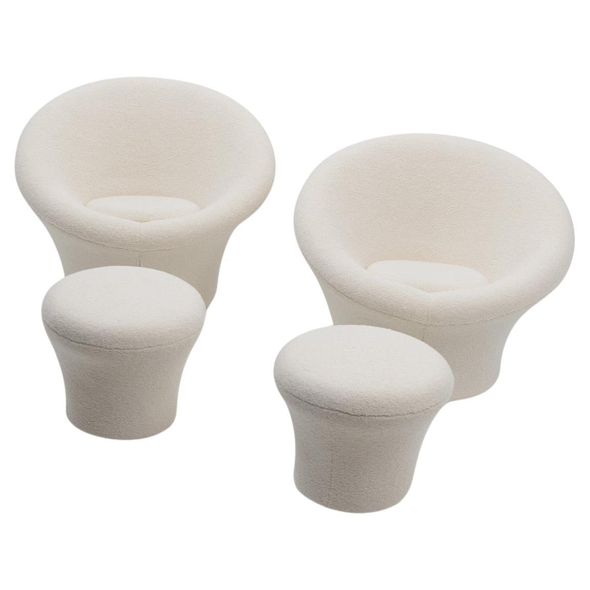 Tissu Fauteuil Mushroom et pouf de Pierre Paulin pour Artifort