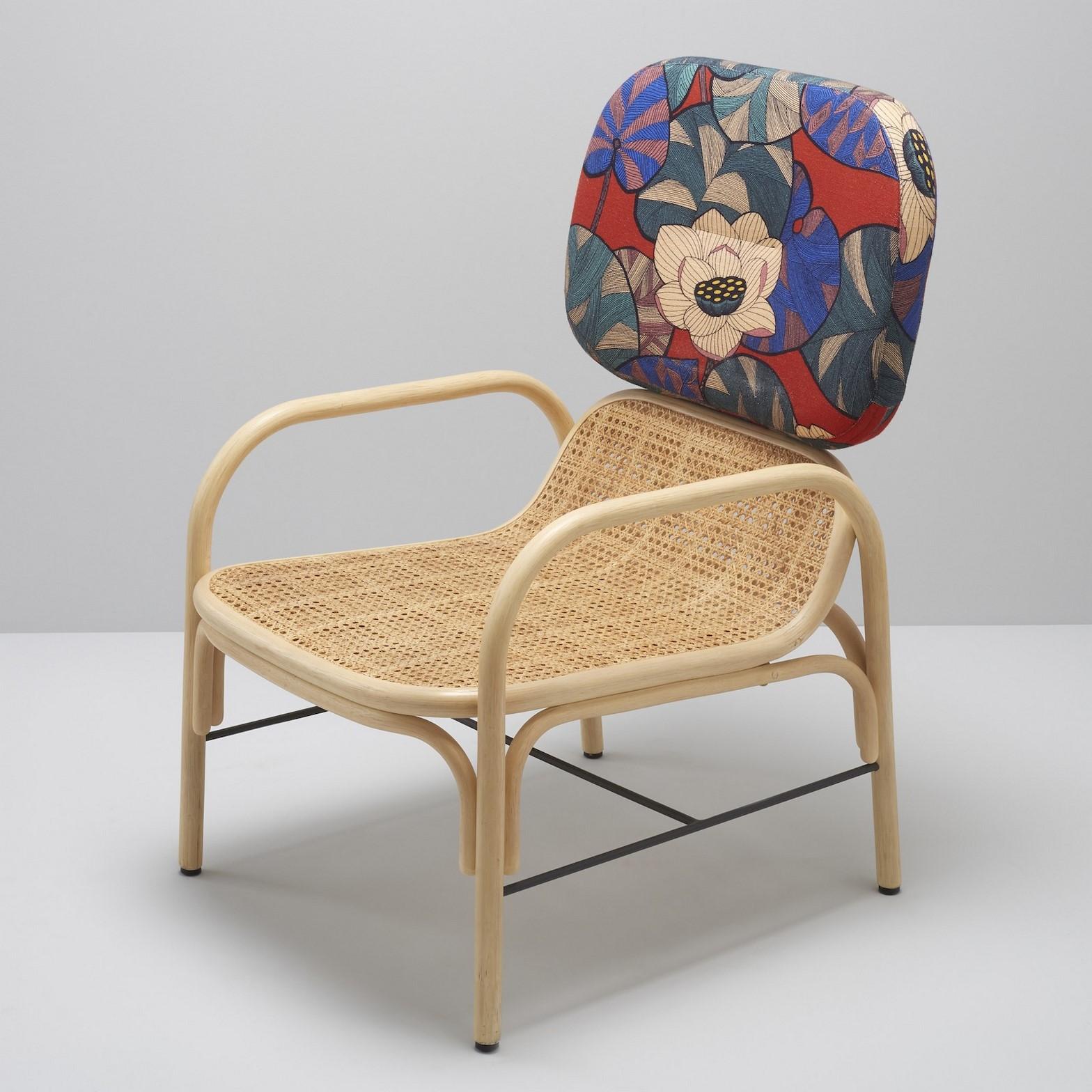 French Design Rattan and Cane Lounger Armchair 4