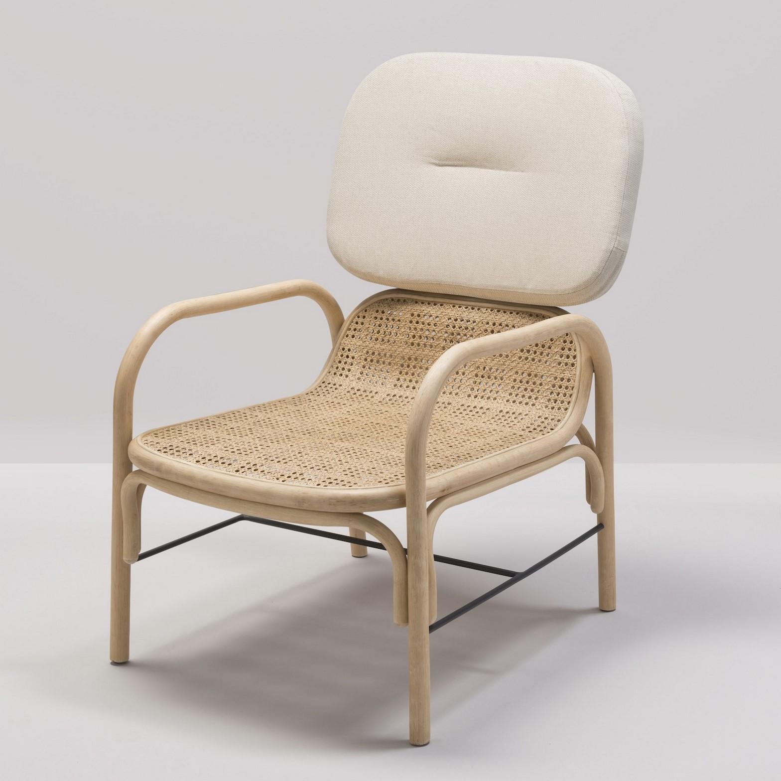 French Design Rattan and Cane Lounger Armchair 2