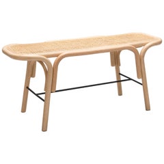 French Design Rattan and Cane Seat Bench