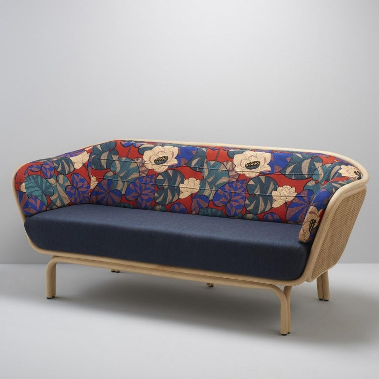 Französisches Design-Rattan- und Schilfrohr-Sofa im Angebot bei 1stDibs