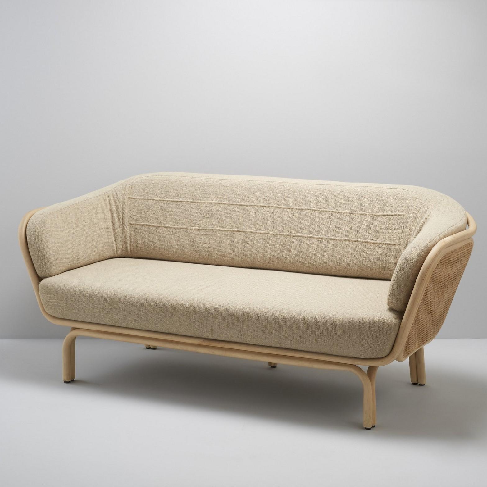 Contemporary French Design Rattan and Cane Sofa