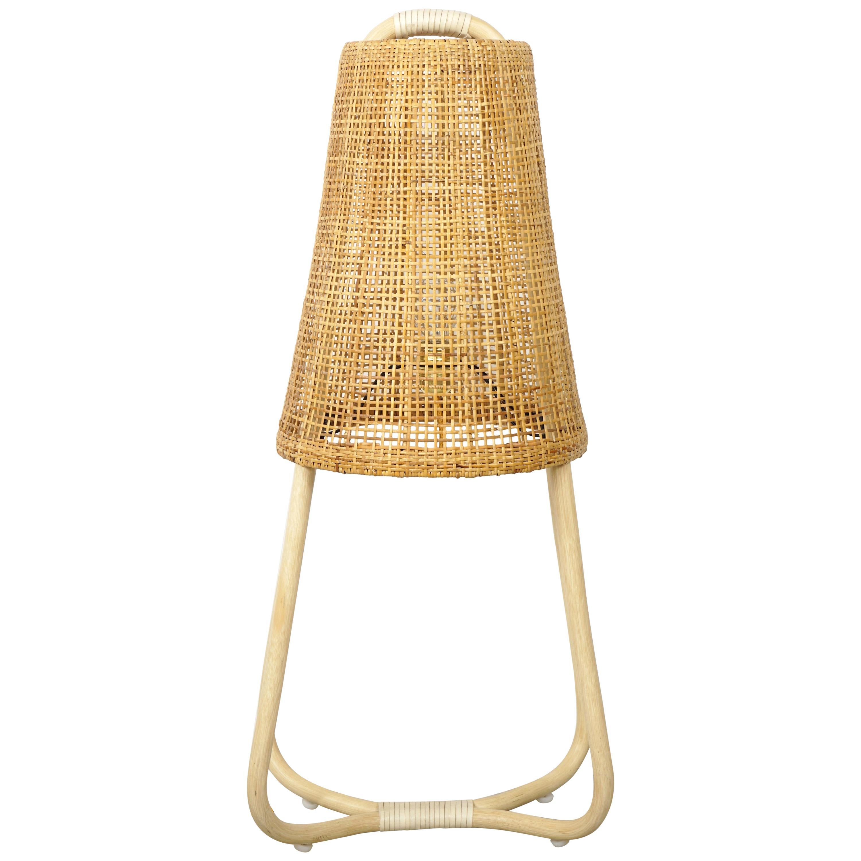 French Design Rattan and Wicker Large Table Lamp