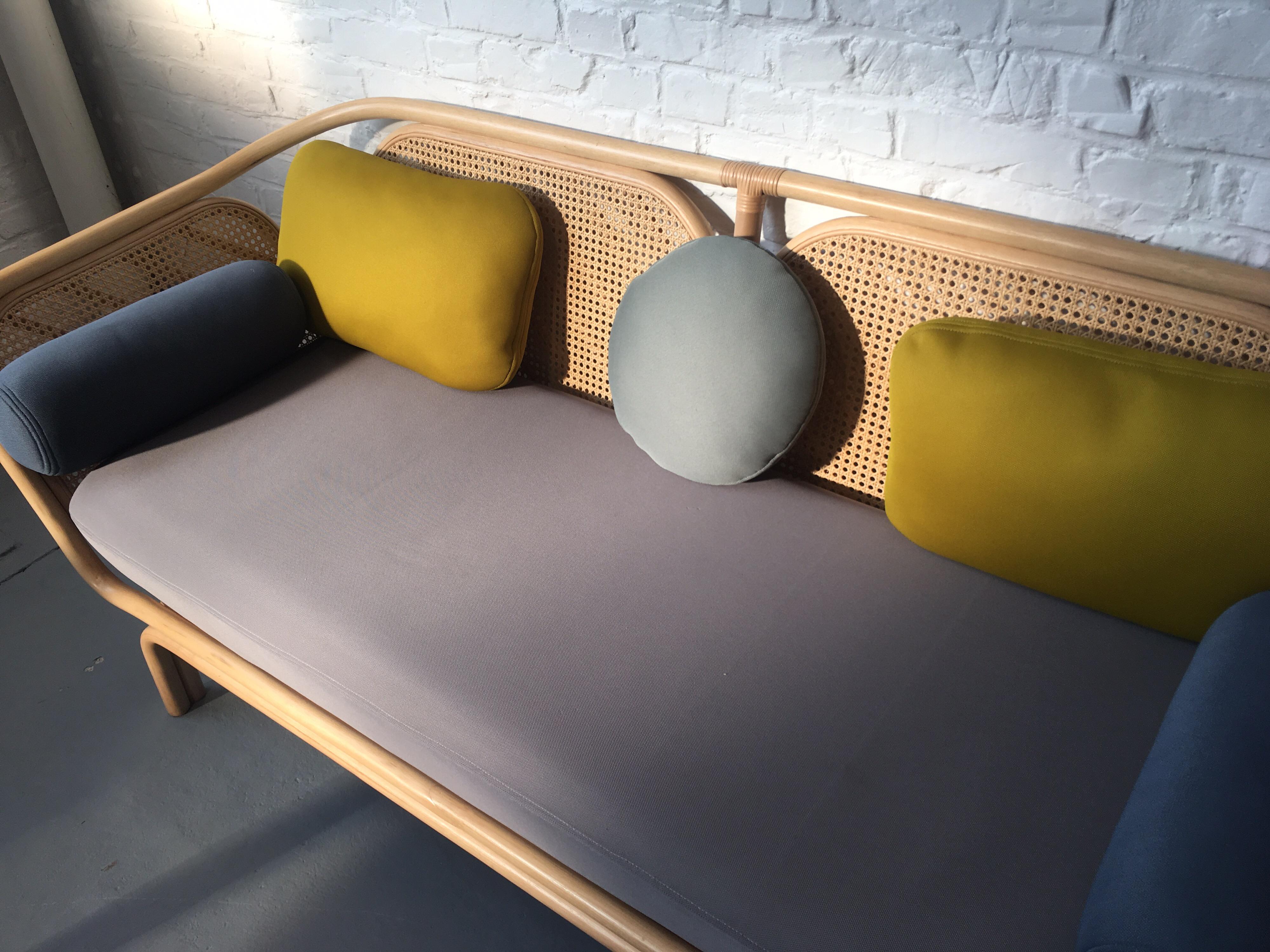 Mid-Century Modern French Design Rattan and Wicker Sofa