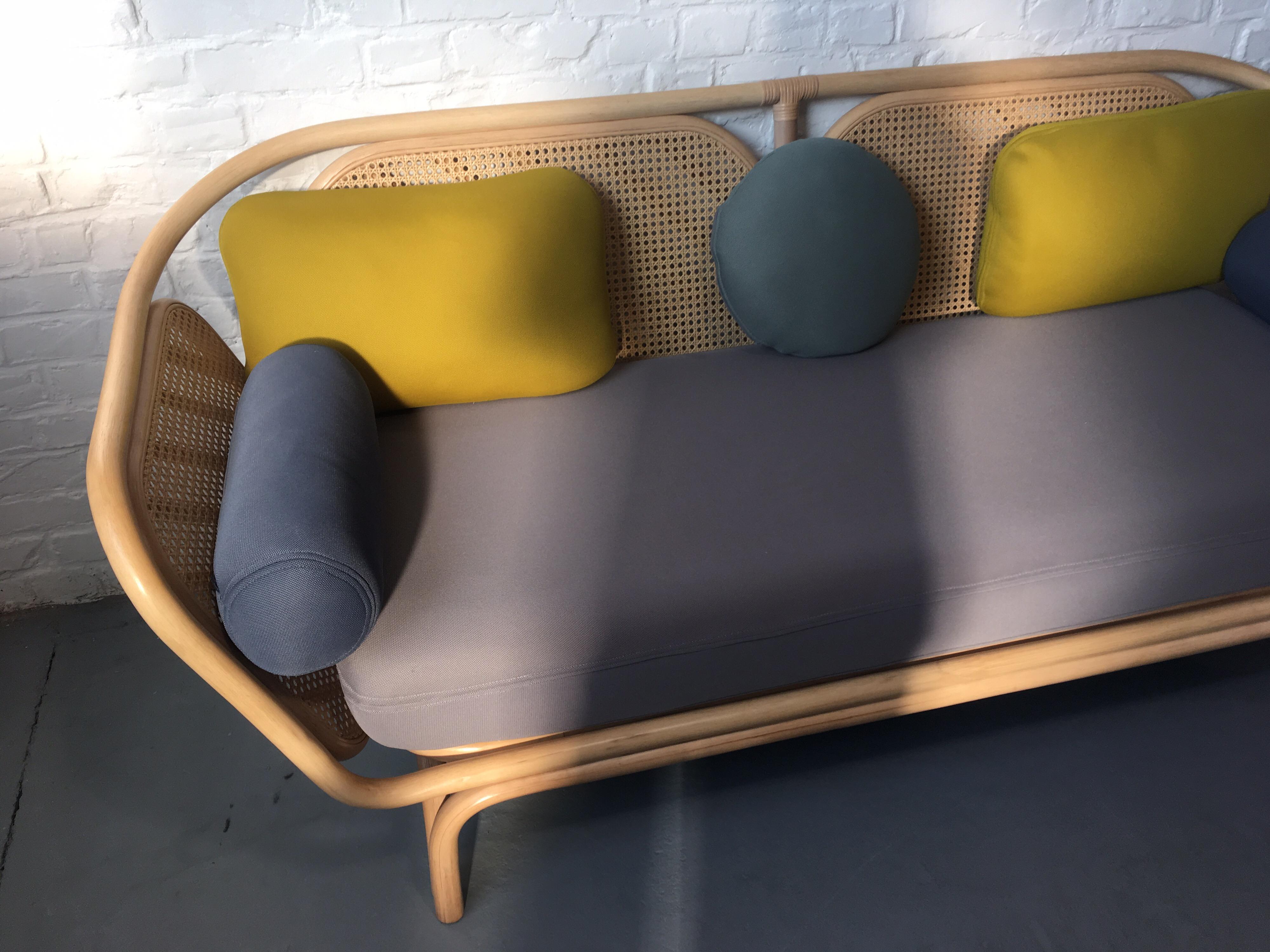 Contemporary French Design Rattan and Wicker Sofa