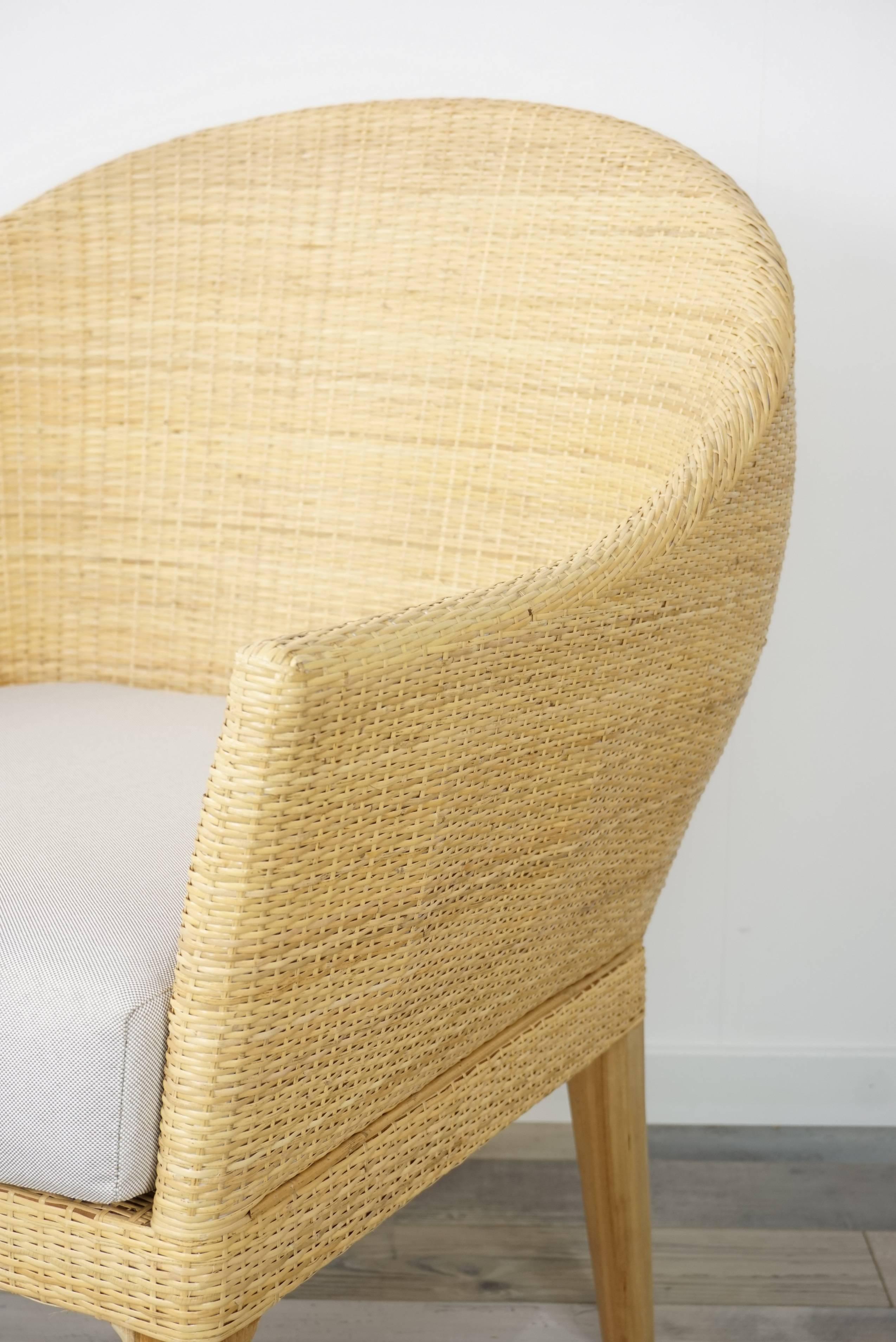 French Design Rattan and Wooden Teak Armchair 6