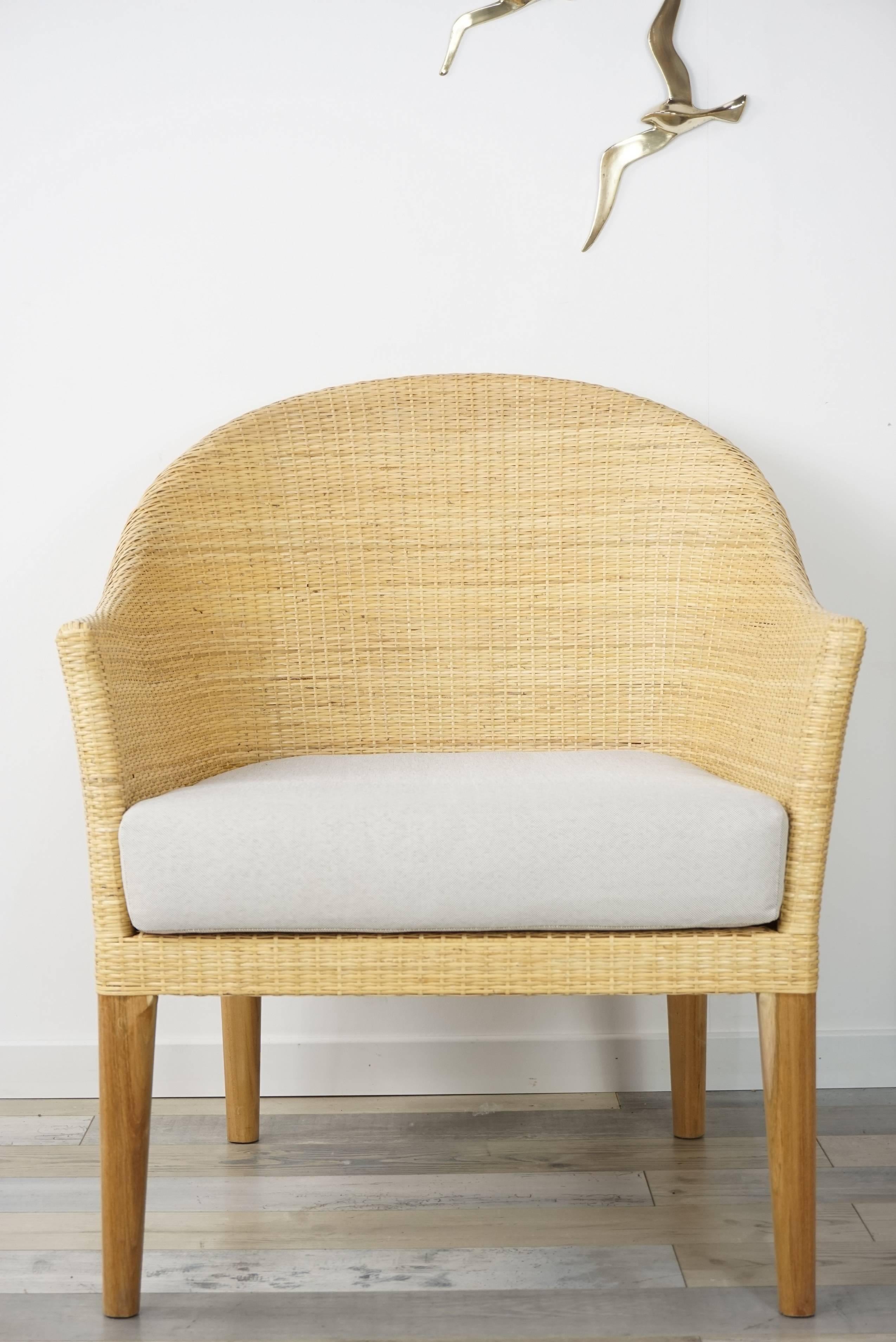 French Design Rattan and Wooden Teak Armchair 9