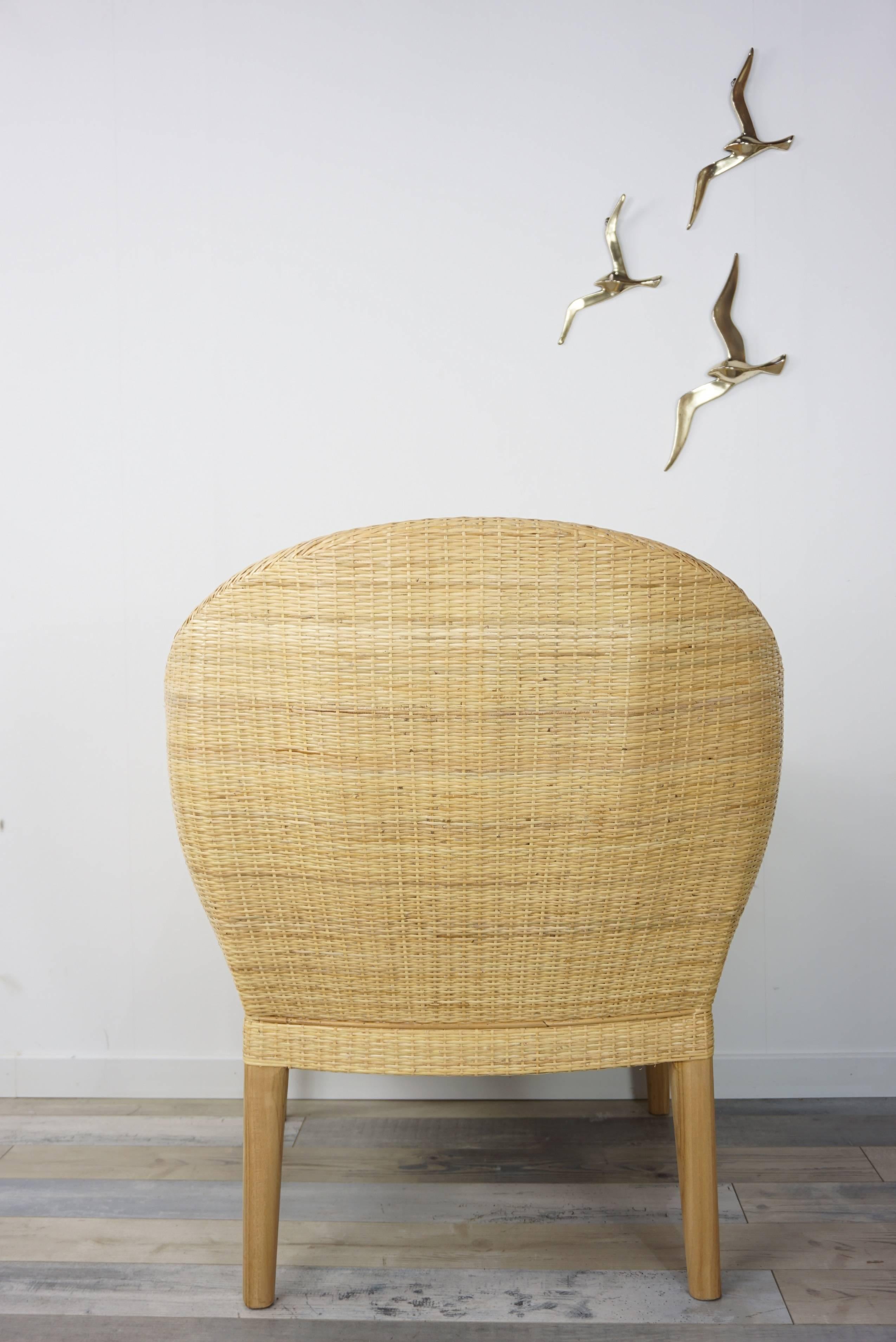 French Design Rattan and Wooden Teak Armchair 2