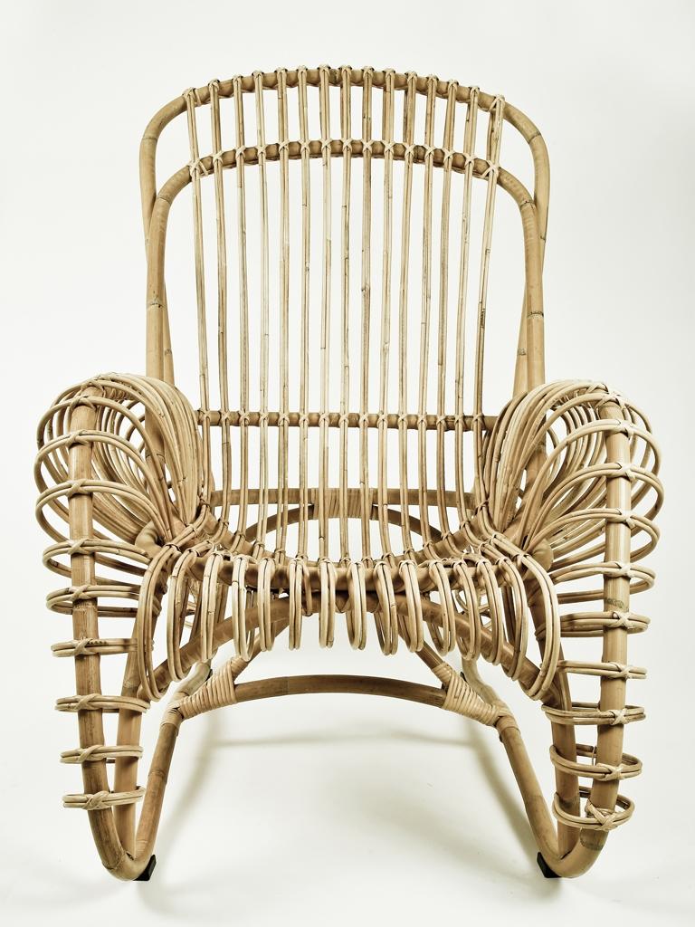 Mid-Century Modern French Design Rattan Armchair