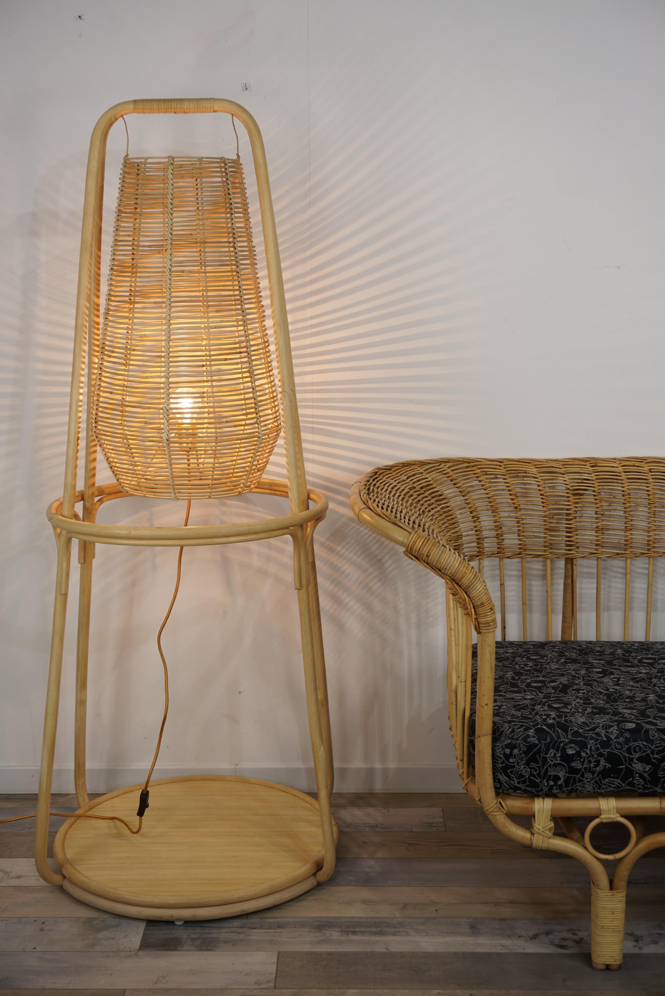 French Design Rattan Floor Lamp For Sale 7