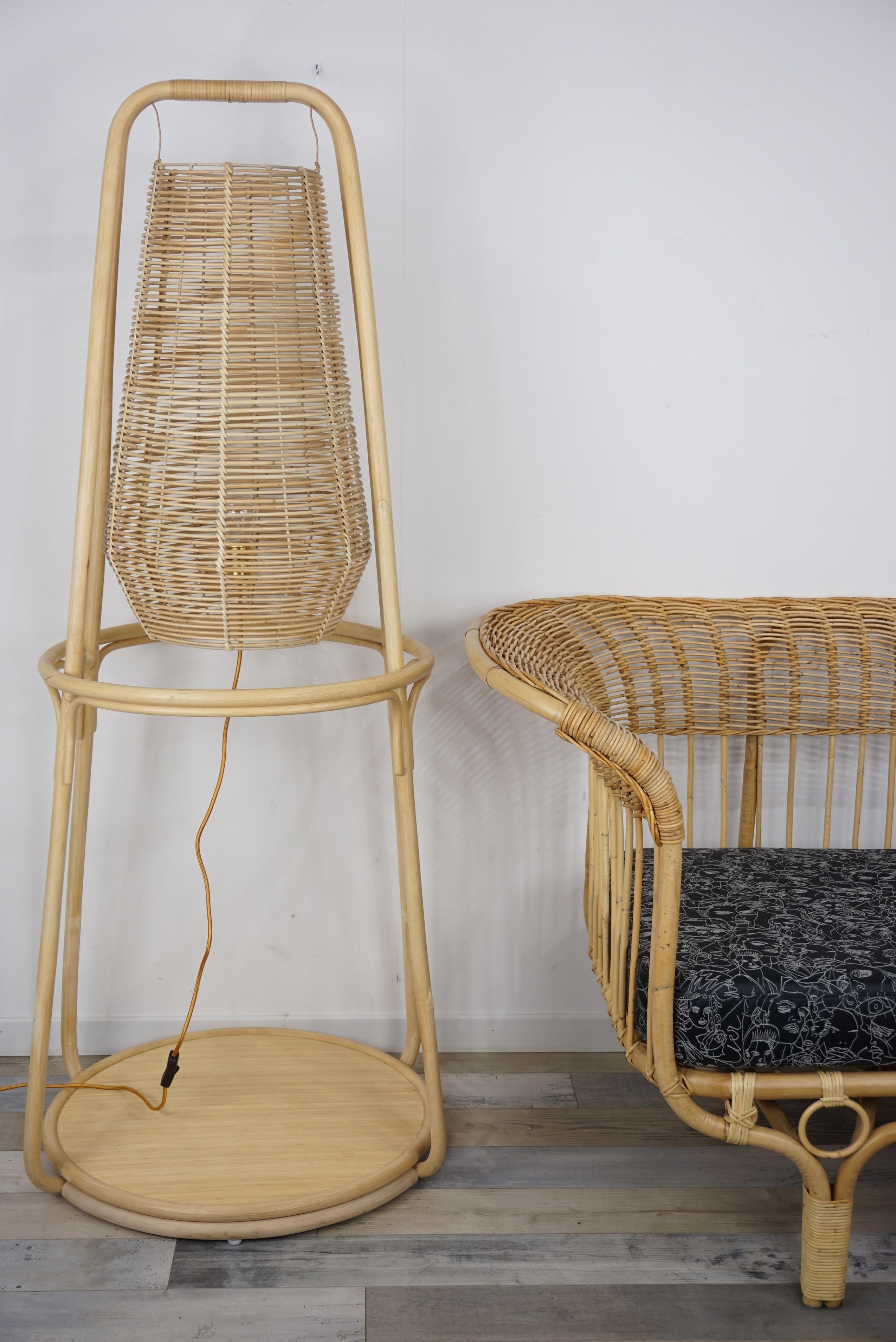 French Design Rattan Floor Lamp For Sale 8