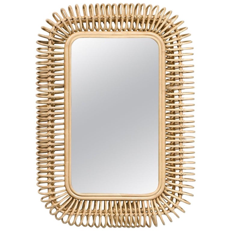 French Design Rattan Mirror For Sale