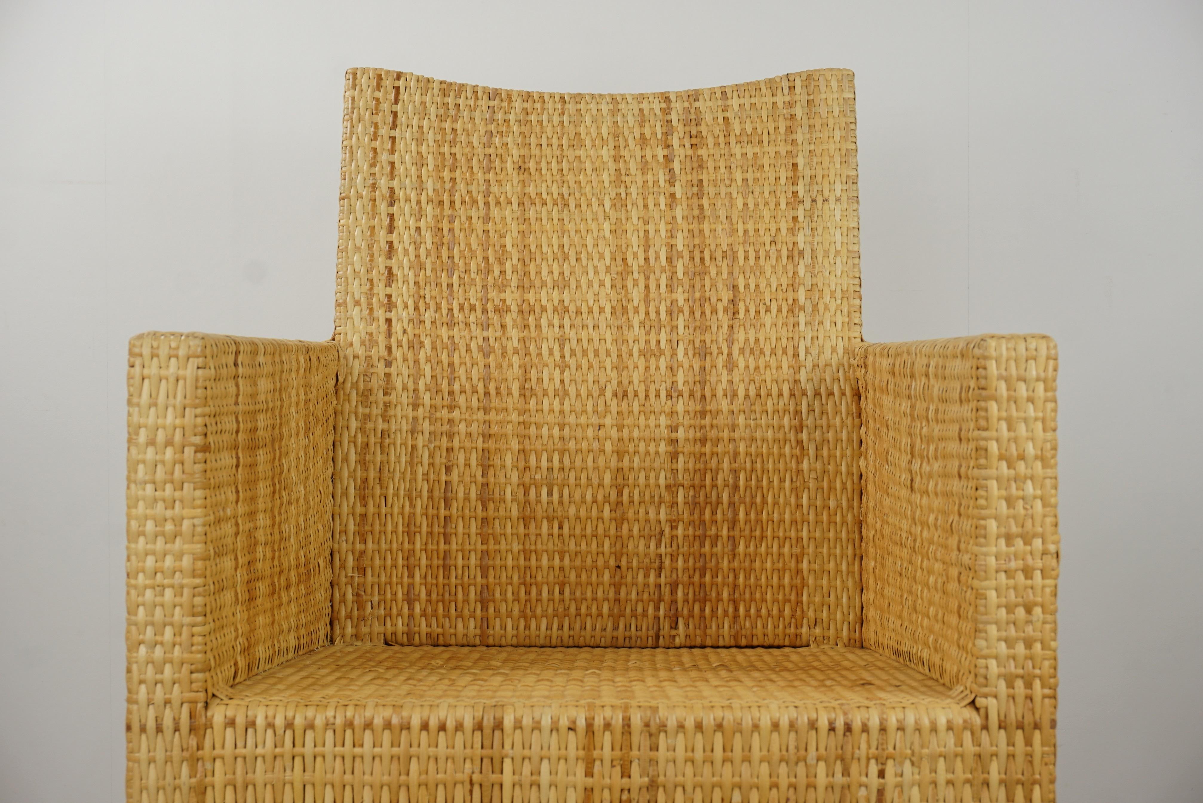 Paar Bridge-Sessel aus Rattan und Korbweide im französischen Design im Angebot 10