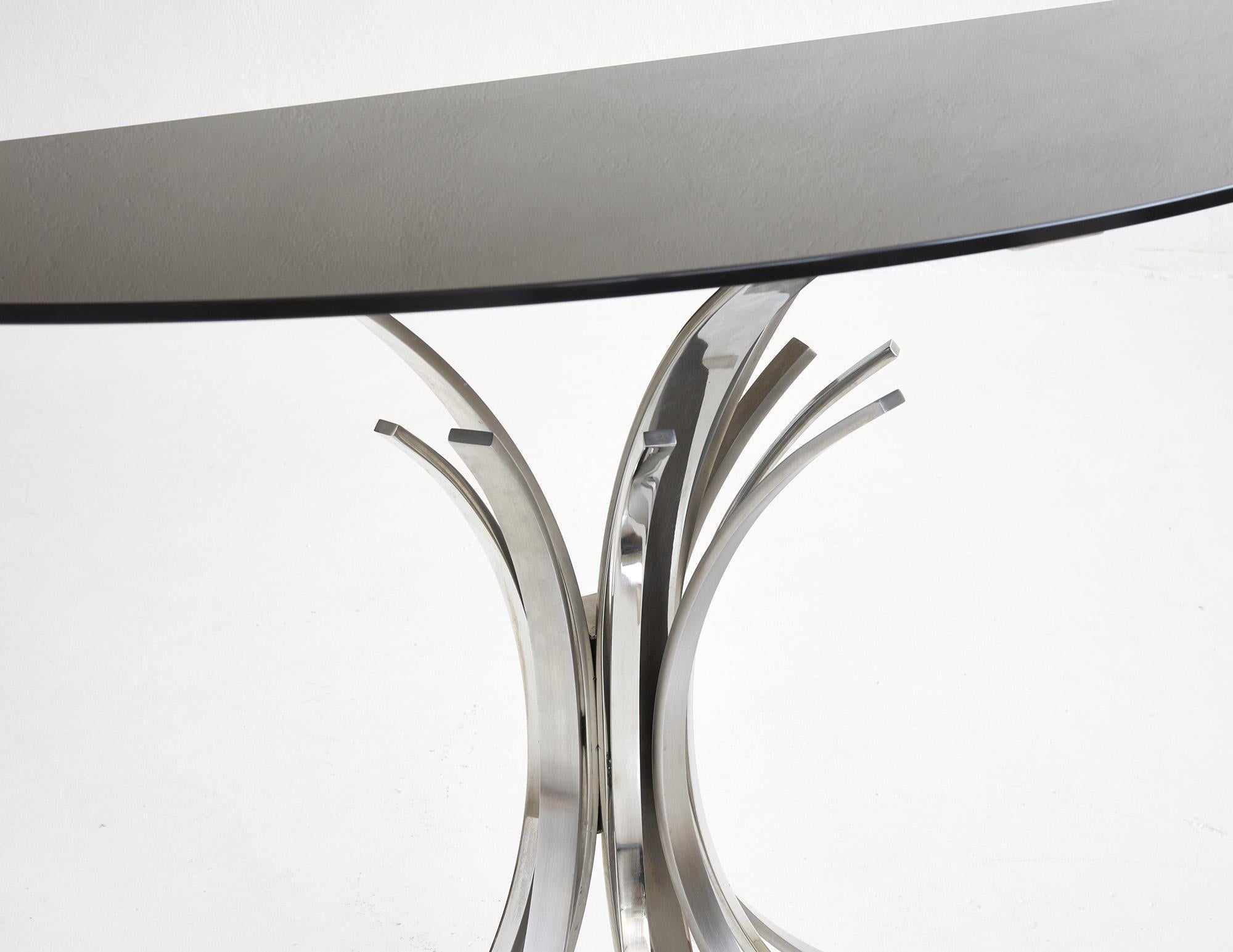 Polierte und gebürstete Metallkonsole „Gerbe“ von Maria Pergay, Frankreich um 1970 (Ende des 20. Jahrhunderts) im Angebot