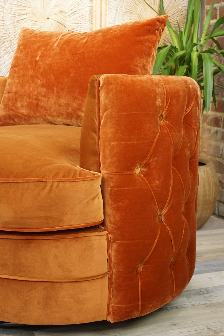French Design Velvet and Swivel Large Armchair For Sale at 1stDibs
