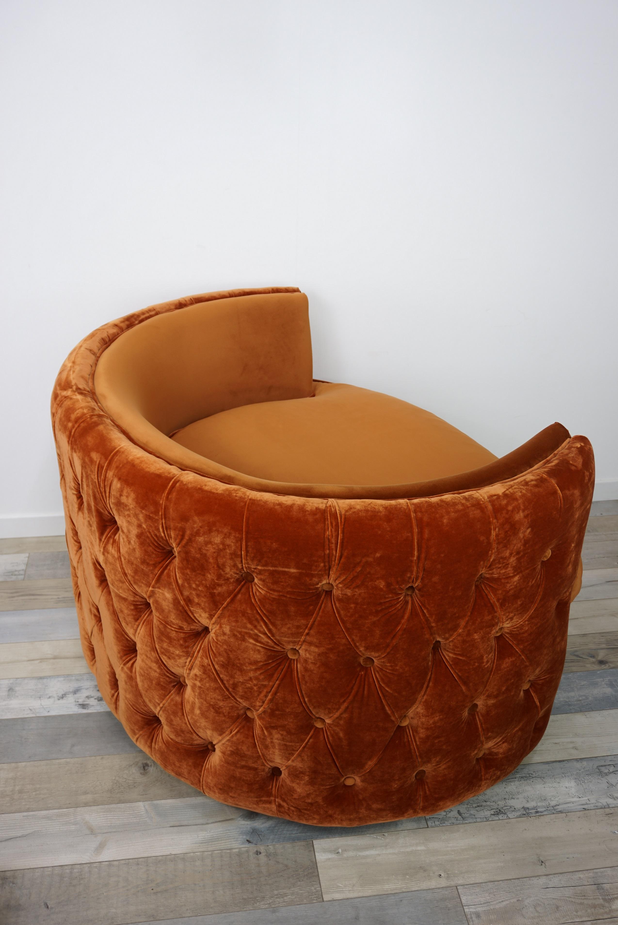 Contemporary French Design Velvet and Swivel Large Armchair For Sale