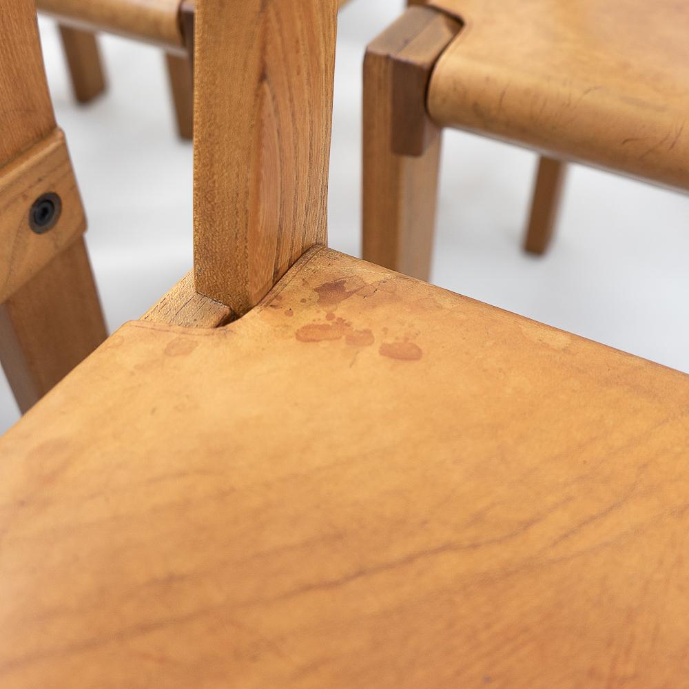 Design francese: Sedie vintage Pierre Chapo S24, set di 6 sedie in vendita 1