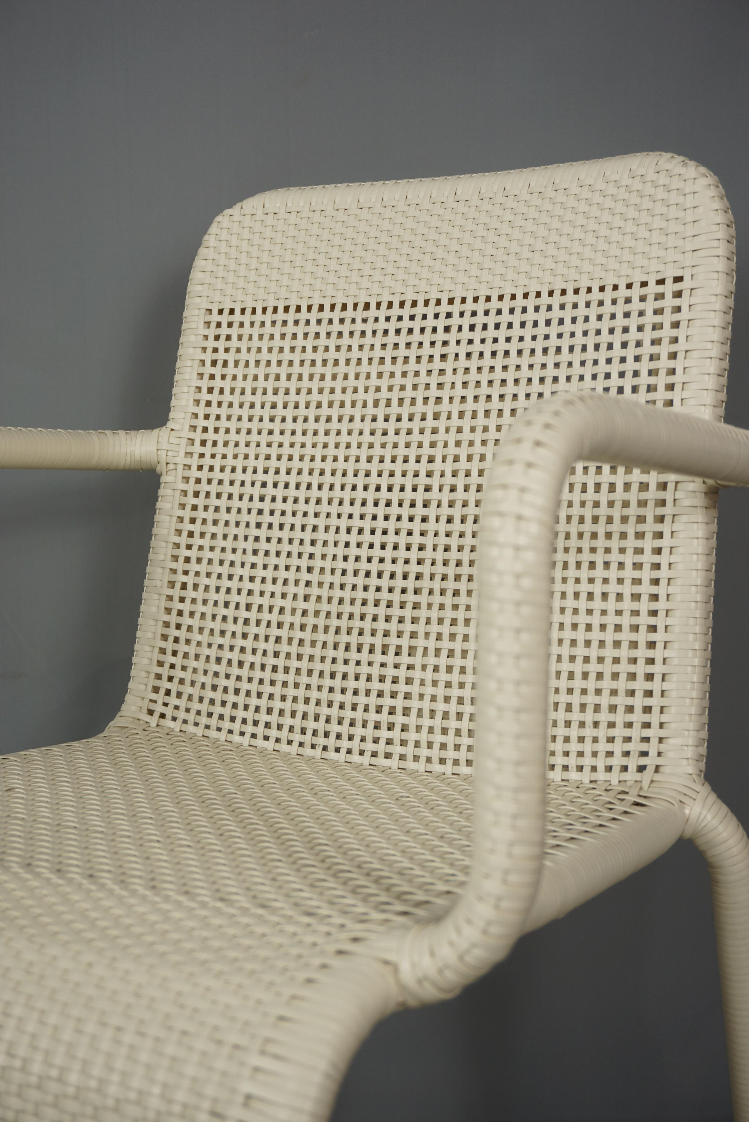 French Design Warm White Braided Resin Armchair 8