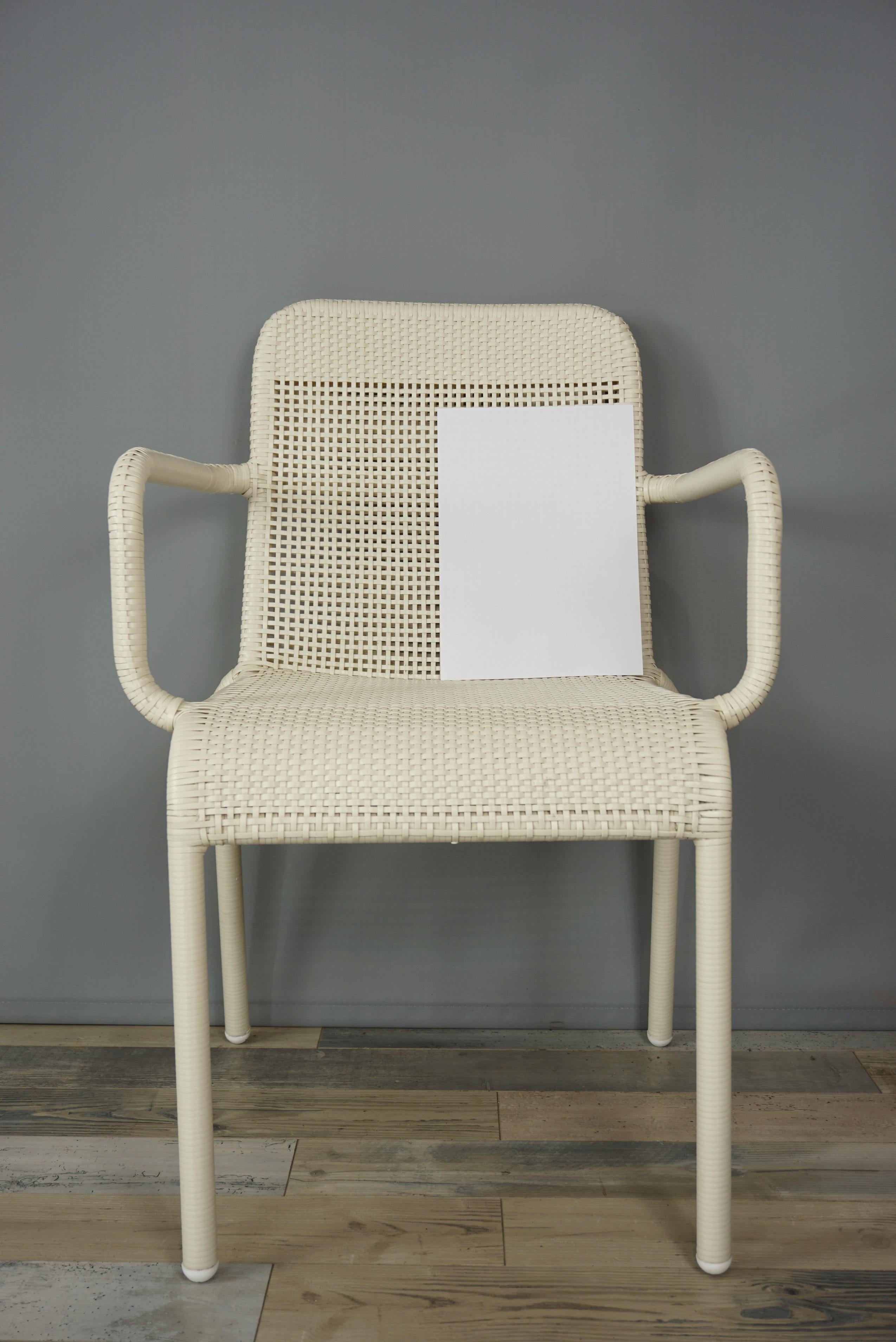 French Design Warm White Braided Resin Armchair 9