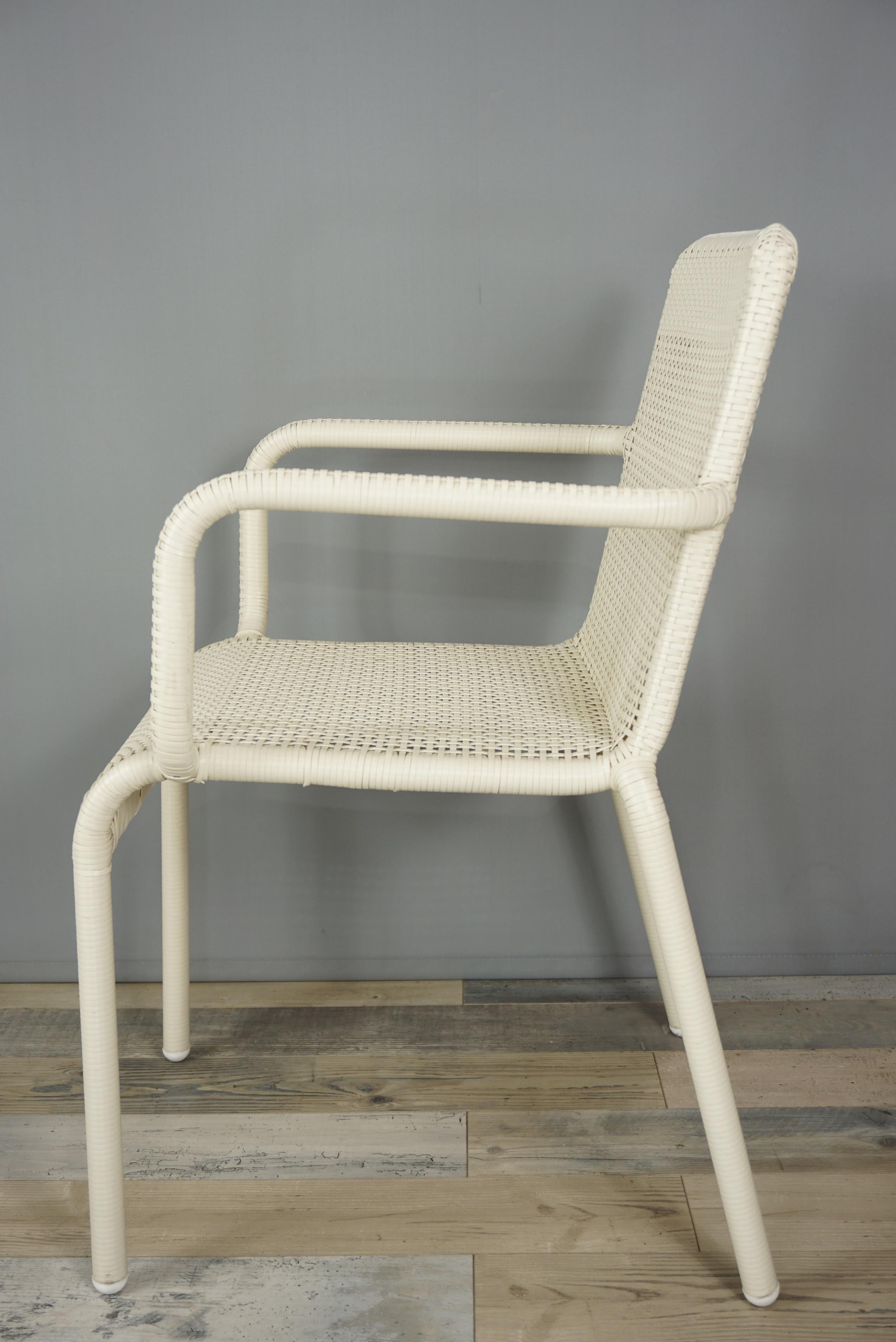 Contemporary French Design Warm White Braided Resin Armchair