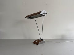 French Design Wood Texture Metal Large Desk Lamp by Eileen Gray, 1950s, France