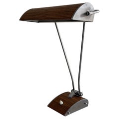 French Design Wood Texture Metal Large Desk Lamp by Eileen Gray, 1950s, France