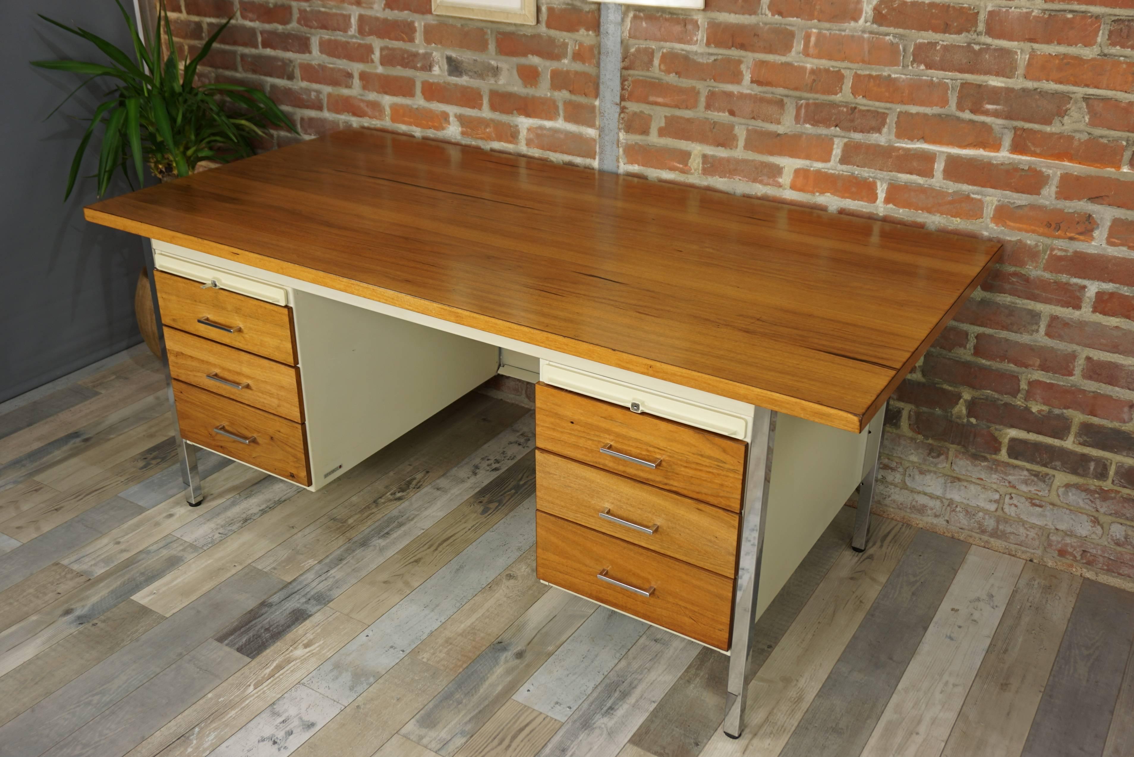 wooden and metal desk