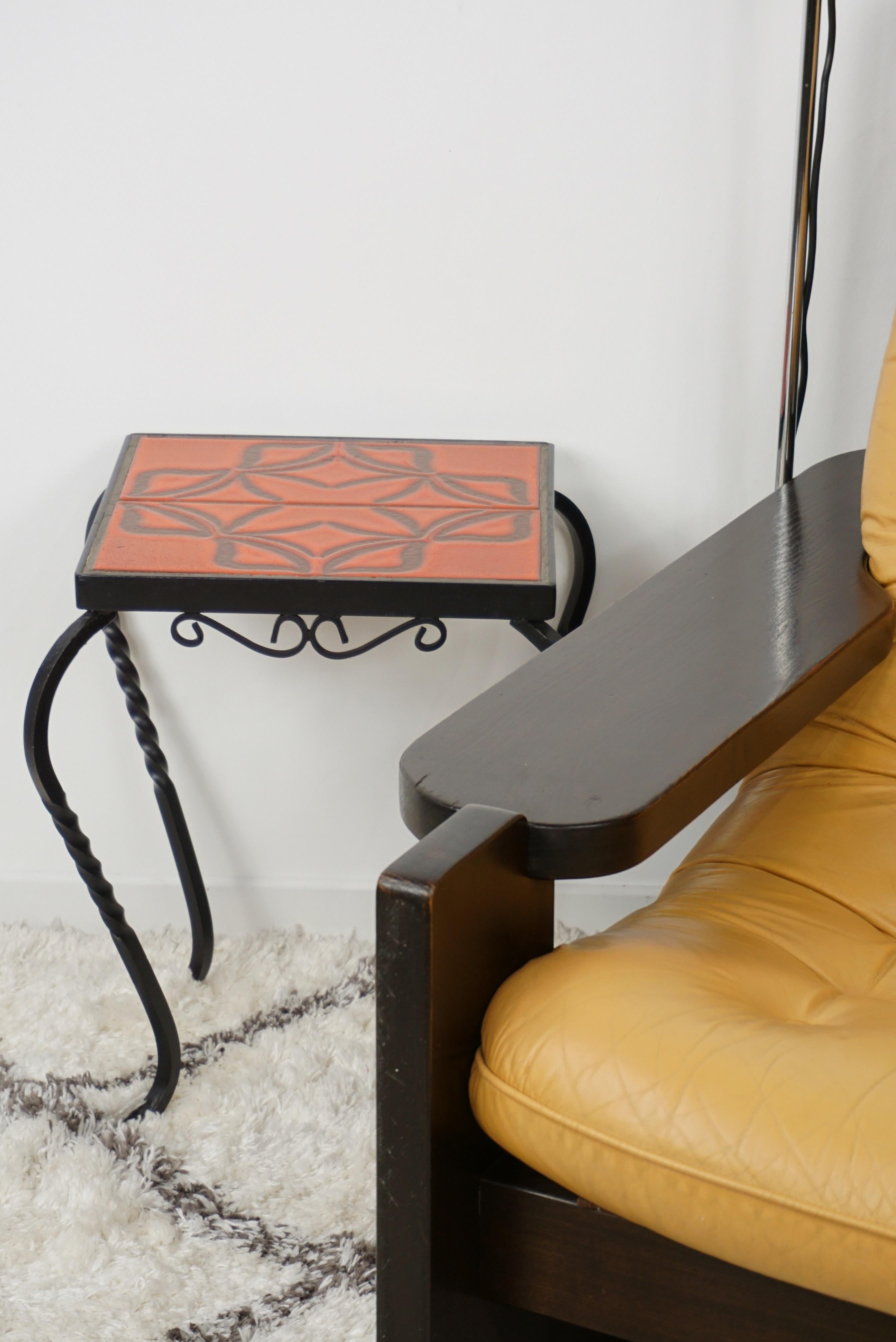 French Design Wrought Iron and Ceramic Side Table 10