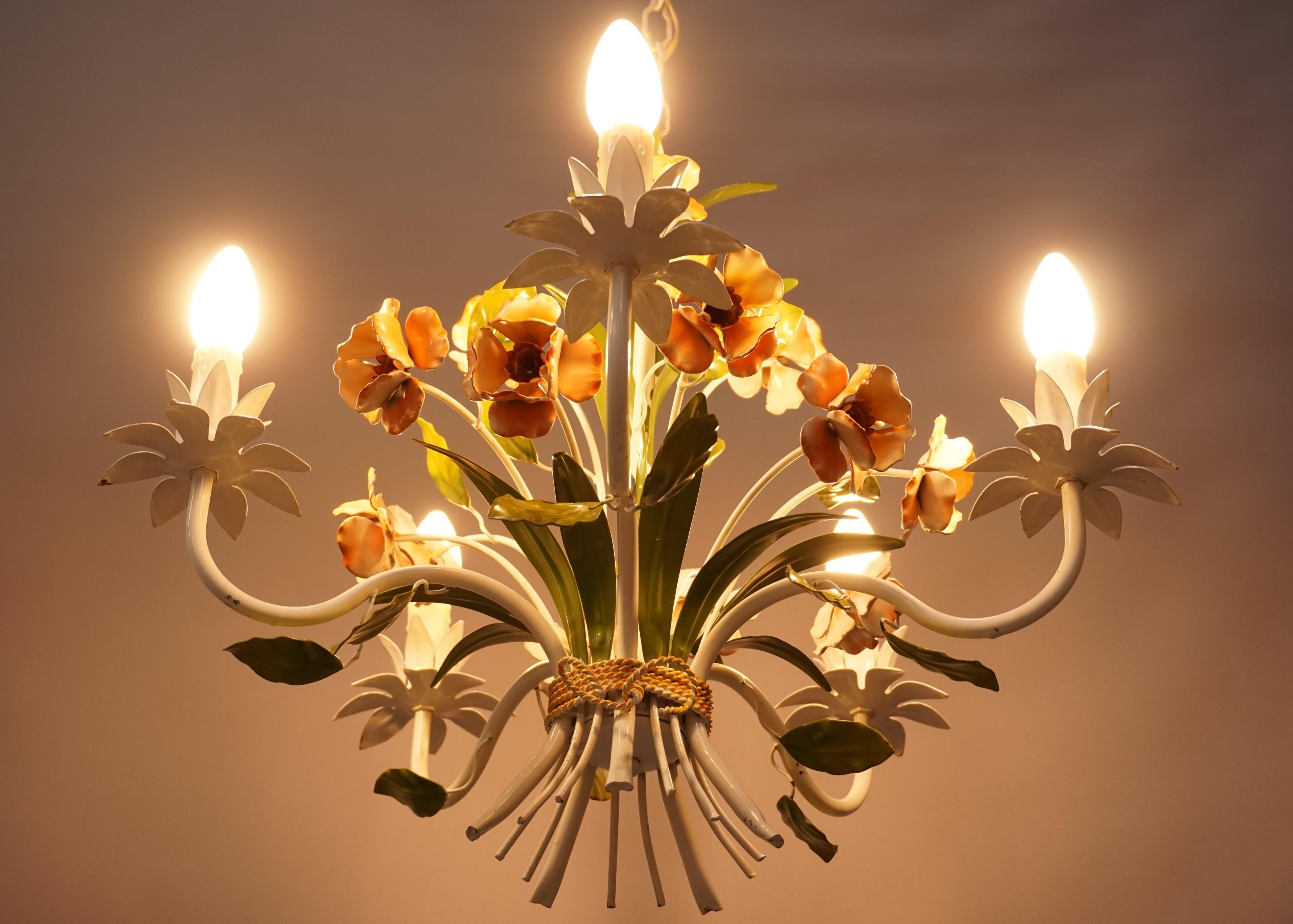 French Design Wrought Iron Flowers Chandelier 5