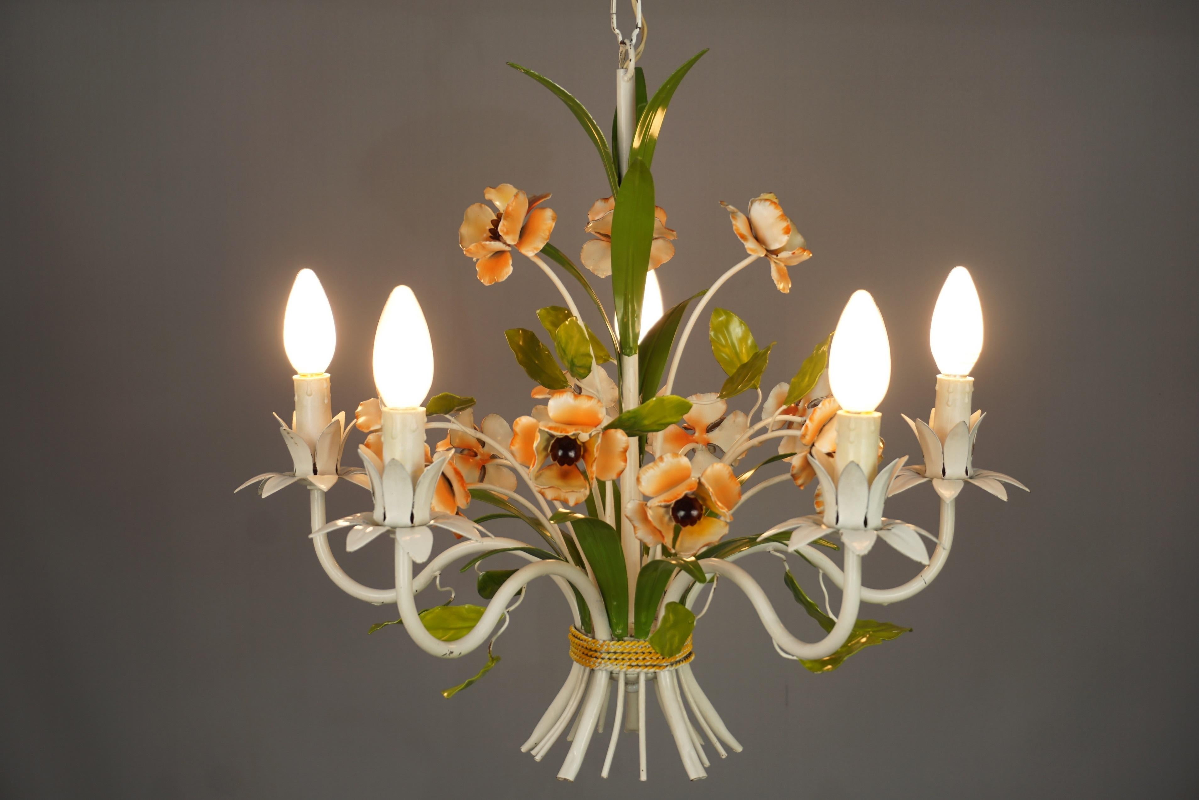 French Design Wrought Iron Flowers Chandelier 7