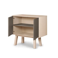 French designer 2-door chocolate gray customizable high wooden small sideboard