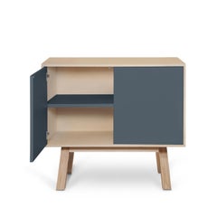 French designer 2-door dark blue customizable high wooden small sideboard