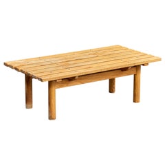 Banc de designer français, pin, France, années 1970