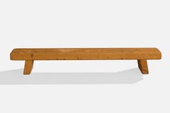 French Designer, Bench, Pine, France, 1980s