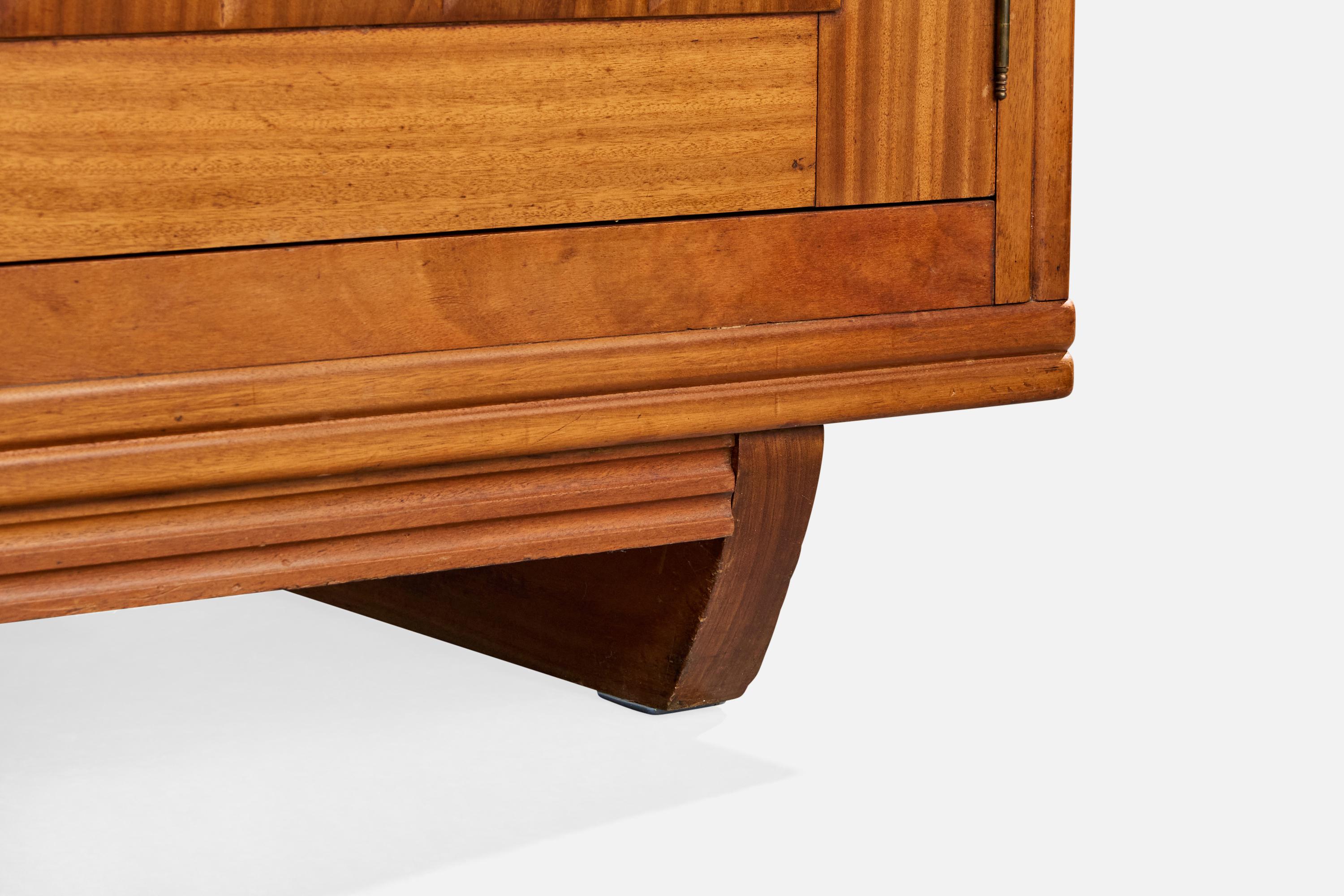 Armadio di design francese, mogano, ottone, Francia, anni '30 in vendita 3