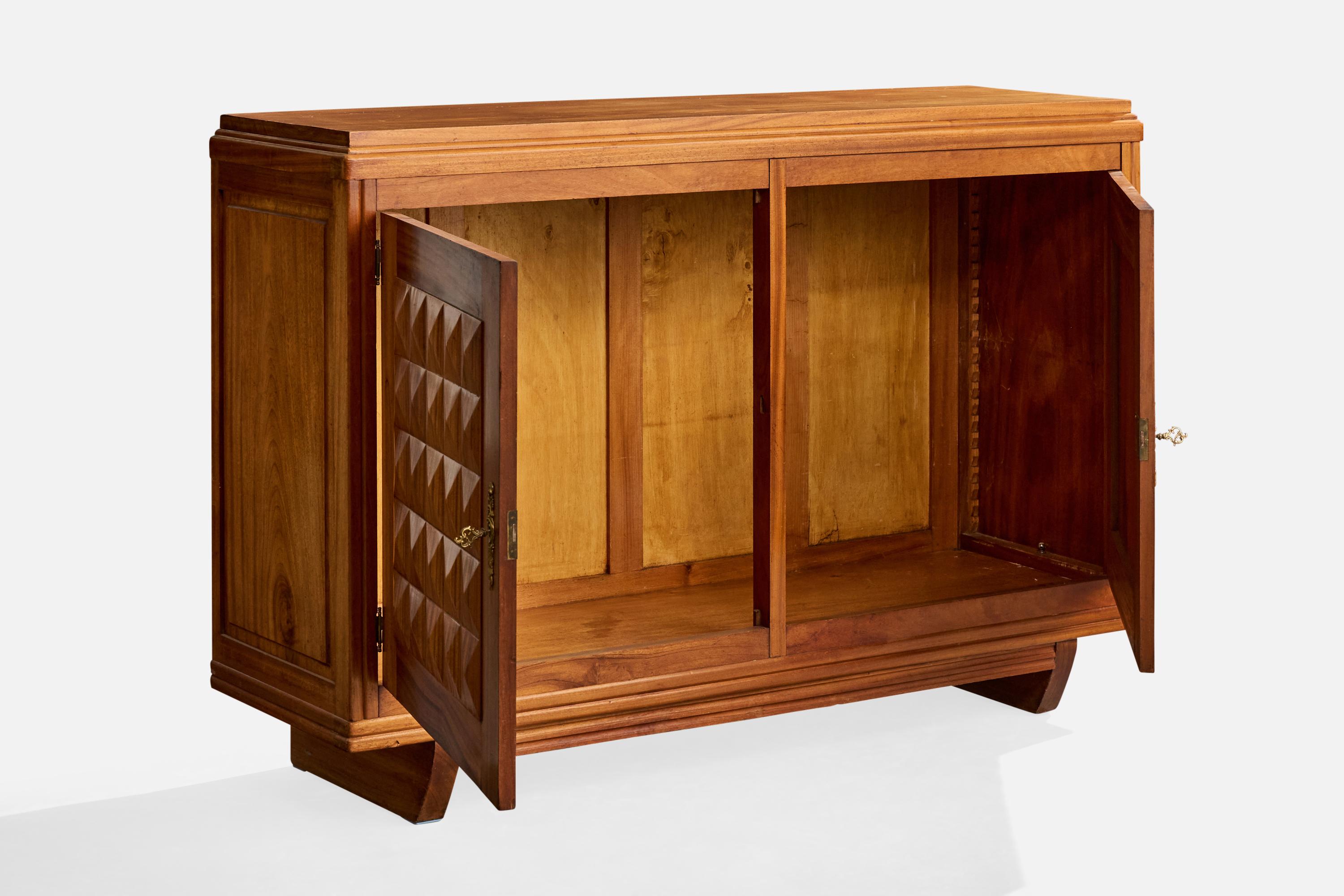 Francese Armadio di design francese, mogano, ottone, Francia, anni '30 in vendita